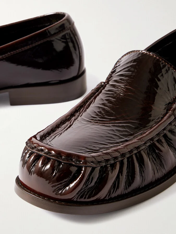 Dries Van Noten - Patent Crinkled-leather Loafers - Brown - Image 4