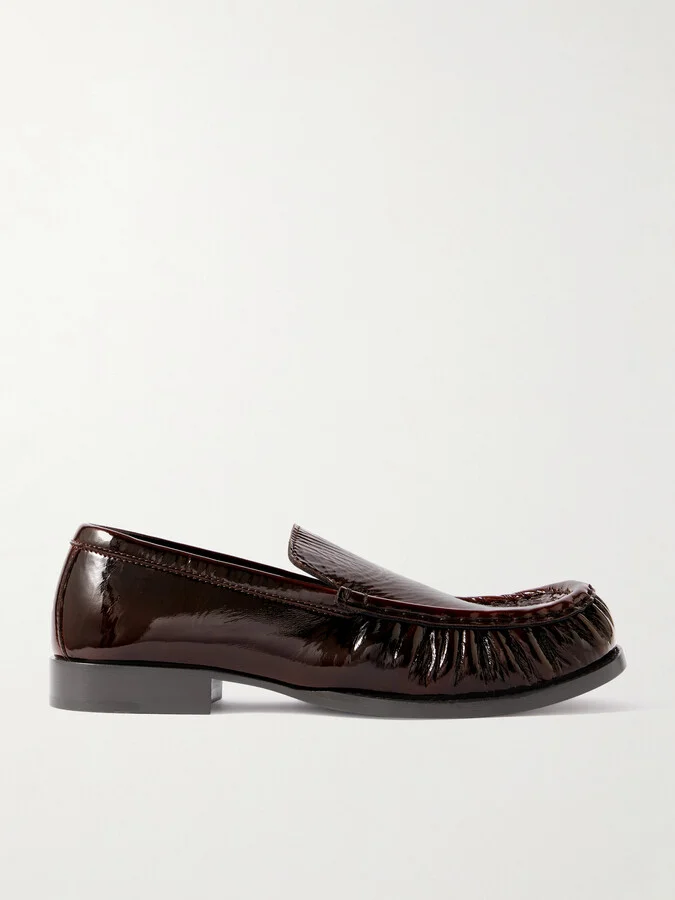 Dries Van Noten - Patent Crinkled-leather Loafers - Brown