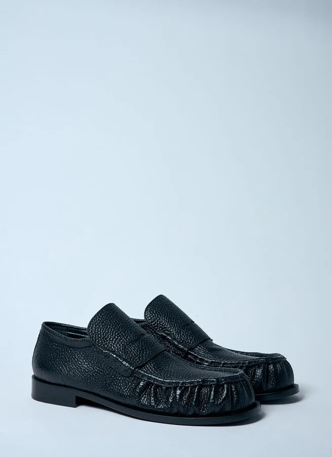 Dries Van Noten Pebble-grain Leather Loafers - Man Loafers Black Eu - 44 - Image 2