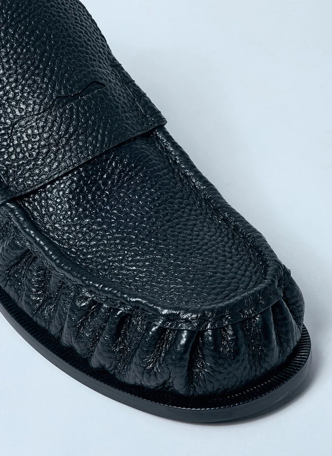 Dries Van Noten Pebble-grain Leather Loafers - Man Loafers Black Eu - 44 - Image 3