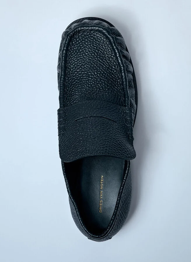 Dries Van Noten Pebble-grain Leather Loafers - Man Loafers Black Eu - 44 - Image 5