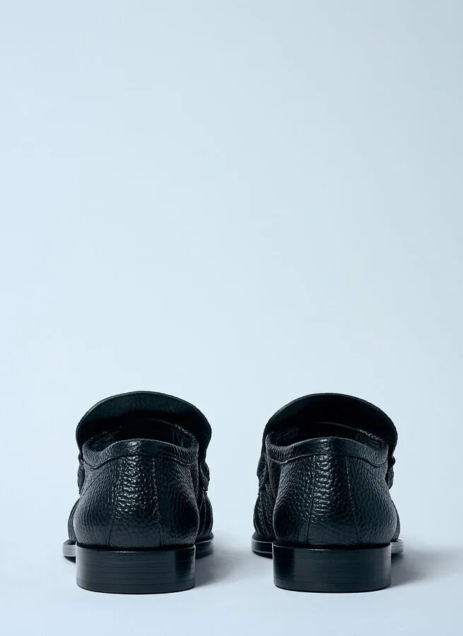 Dries Van Noten Pebble-grain Leather Loafers - Man Loafers Black Eu - 44 - Image 6