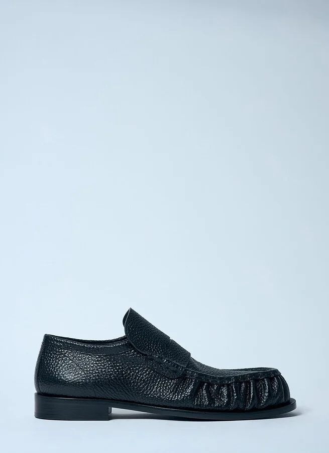 Dries Van Noten Pebble-grain Leather Loafers - Man Loafers Black Eu - 44