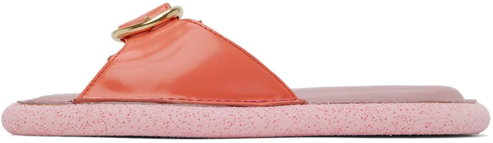 Dries Van Noten Pink Leather Flat Sandals - Image 3