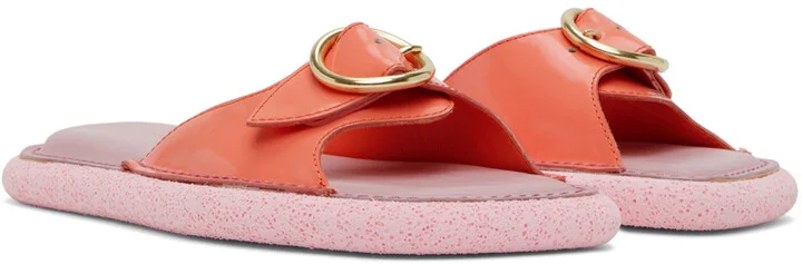 Dries Van Noten Pink Leather Flat Sandals - Image 4