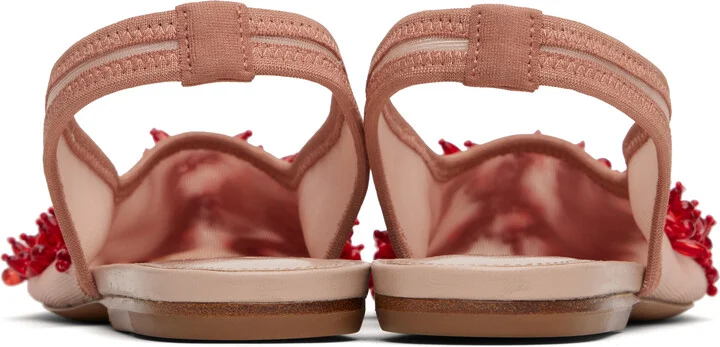 Dries Van Noten Pink Slingback Embellished Mesh Flats - Image 2
