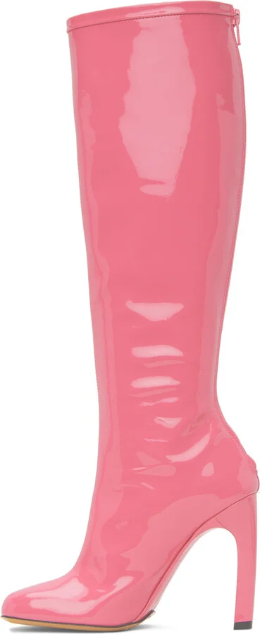 Dries Van Noten Pink Structured Tall Boots - Image 3