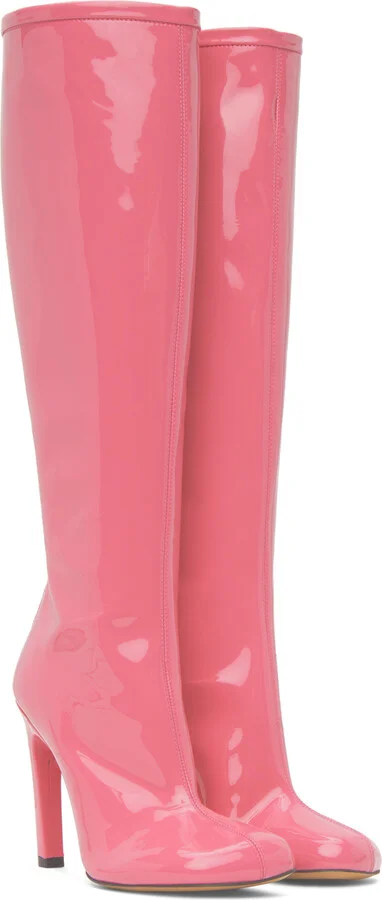 Dries Van Noten Pink Structured Tall Boots - Image 4