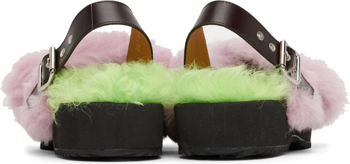 Dries Van Noten Purple Furry Sandals - Image 2