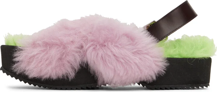 Dries Van Noten Purple Furry Sandals - Image 3