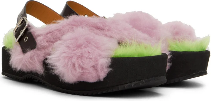 Dries Van Noten Purple Furry Sandals - Image 4