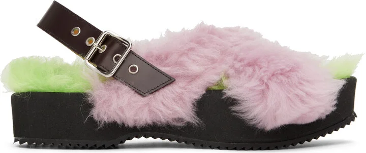 Dries Van Noten Purple Furry Sandals