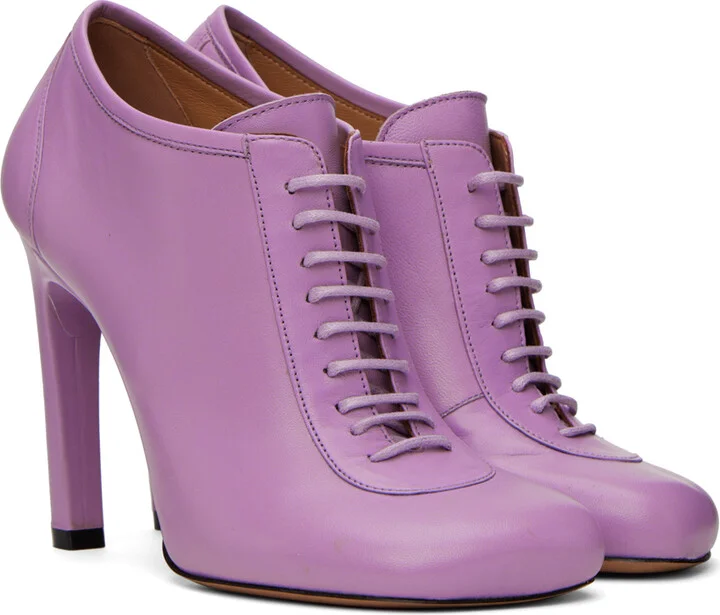 Dries Van Noten Purple Lace-Up Low Ankle Heels - Image 4