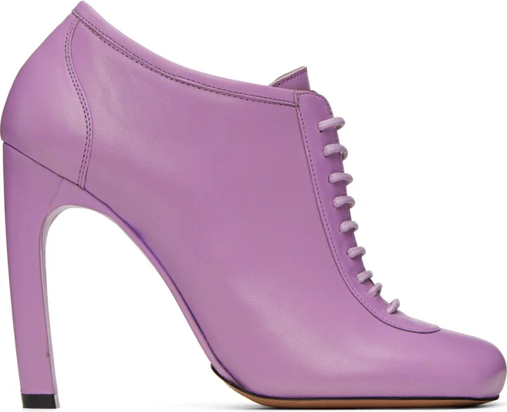 Dries Van Noten Purple Lace-Up Low Ankle Heels