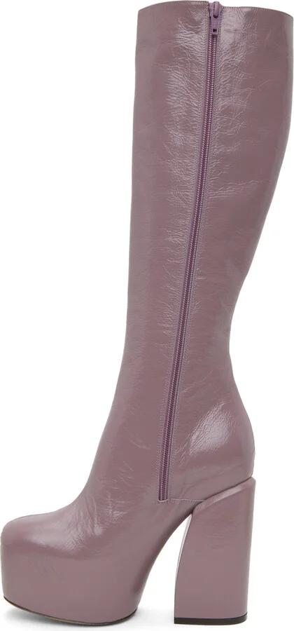 Dries Van Noten Purple Platform Boots - Image 3