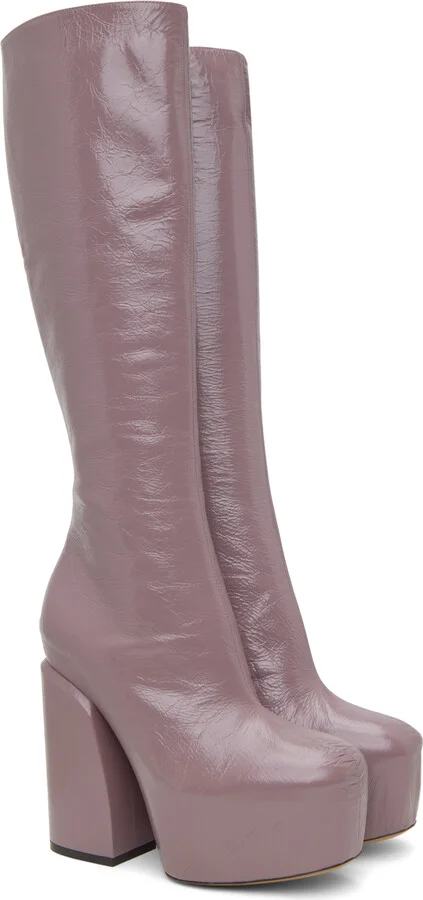 Dries Van Noten Purple Platform Boots - Image 4