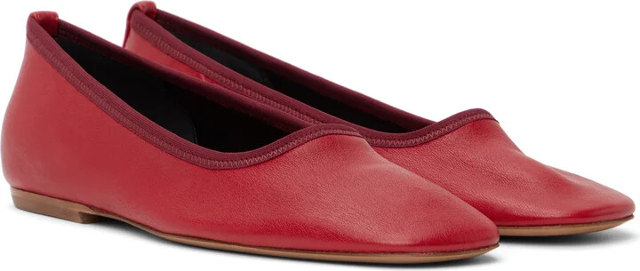 Dries Van Noten Red Leather Ballerina Flats - Image 4