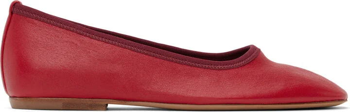 Dries Van Noten Red Leather Ballerina Flats