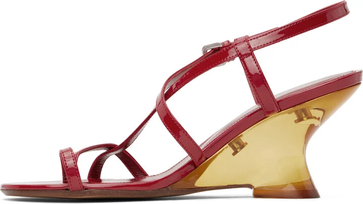 Dries Van Noten Red Patent Leather Heeled Sandals - Image 3