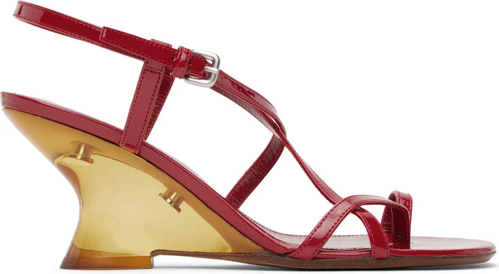 Dries Van Noten Red Patent Leather Heeled Sandals