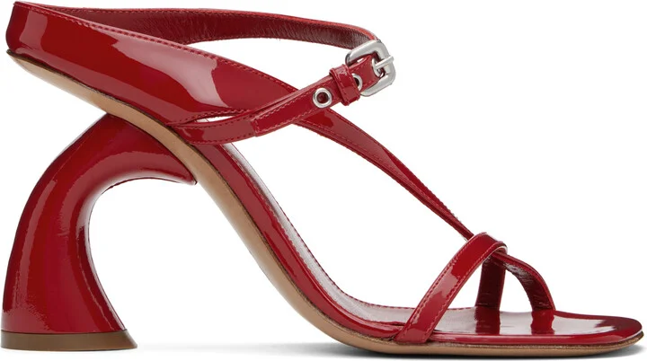 Dries Van Noten Red Strappy Sculptural Heeled Sandals
