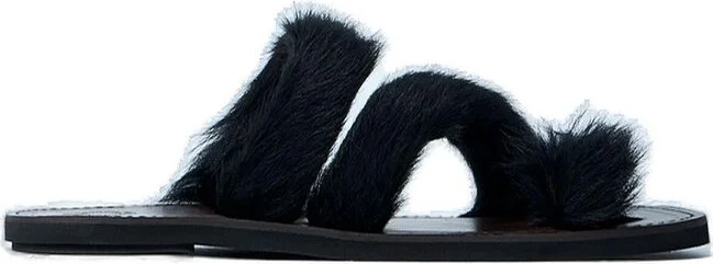 Dries Van Noten Shearling Square-Toe Sandals