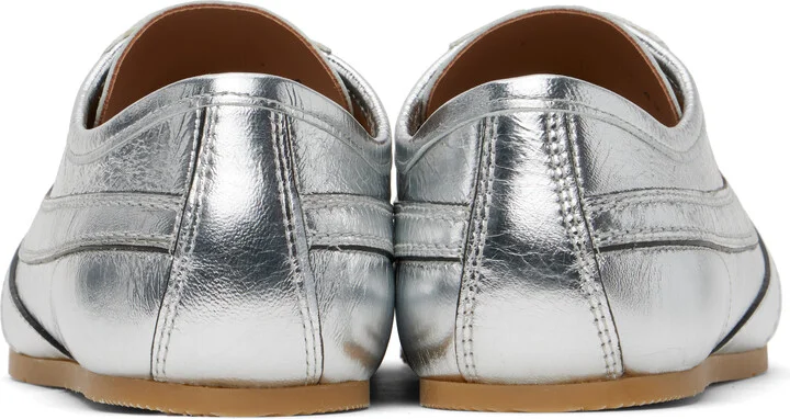 Dries Van Noten Silver Leather Sneakers - Image 2