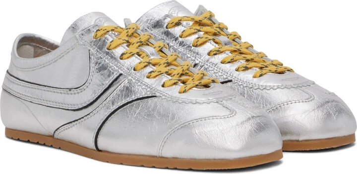 Dries Van Noten Silver Metallic Sneakers - Image 4