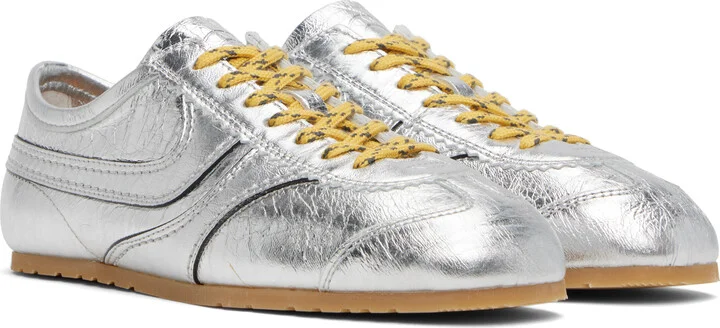 Dries Van Noten Silver Metallic Sneakers - Image 4