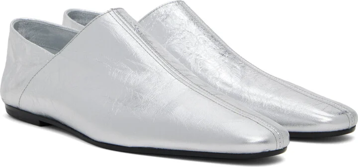 Dries Van Noten Silver Slip On Loafers - Image 4
