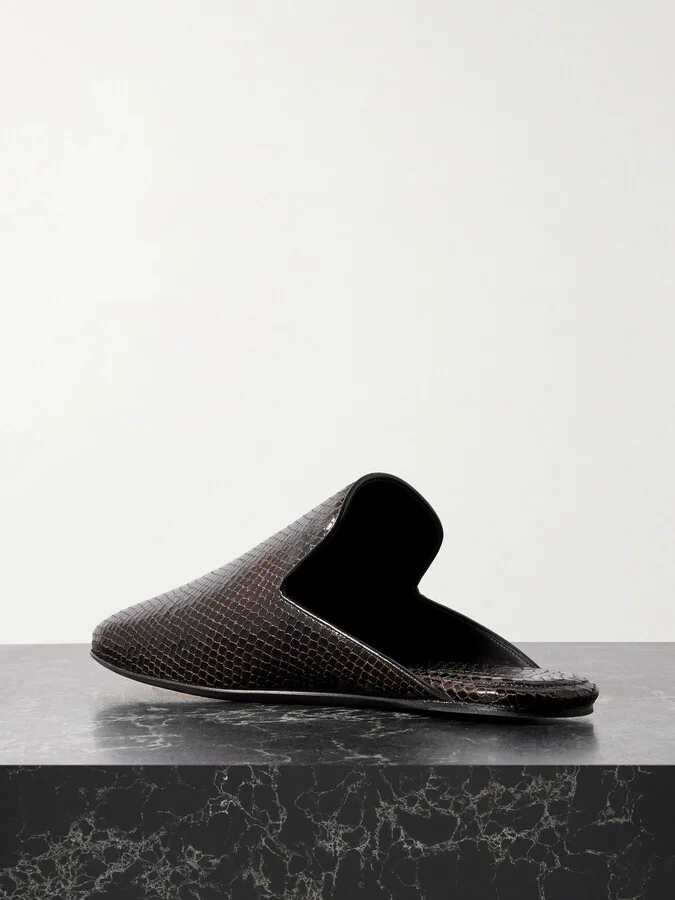 Dries Van Noten - Snake-effect Leather Mules - Brown - Image 3
