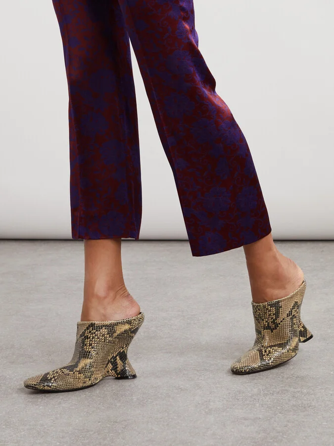 Dries Van Noten - Snake-effect Leather Wedge Mules - Animal print - Image 2