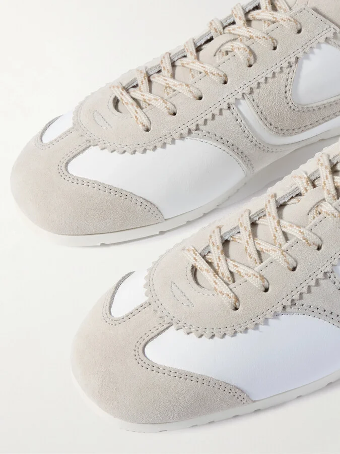 Dries Van Noten - Suede-trimmed Leather Sneakers - White - Image 4