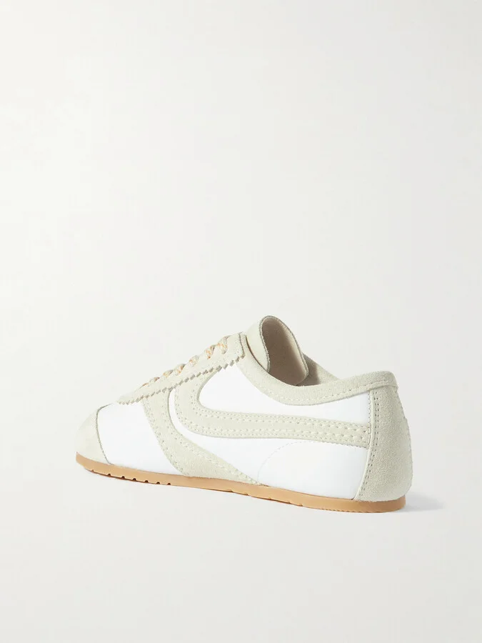 Dries Van Noten - Suede-trimmed Leather Sneakers - White - Image 3