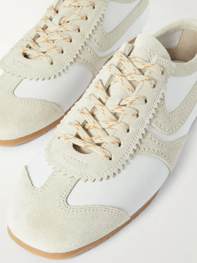 Dries Van Noten - Suede-trimmed Leather Sneakers - White - Image 4