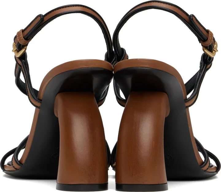 Dries Van Noten Tan & Black Trimmed Heeled Sandals - Image 2