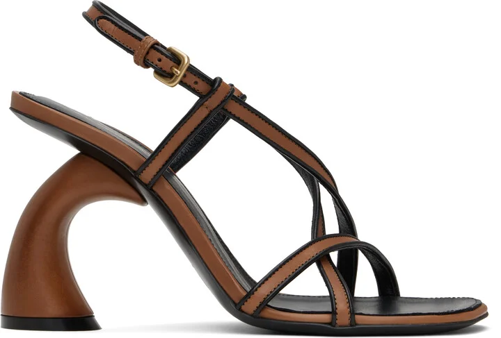 Dries Van Noten Tan & Black Trimmed Heeled Sandals