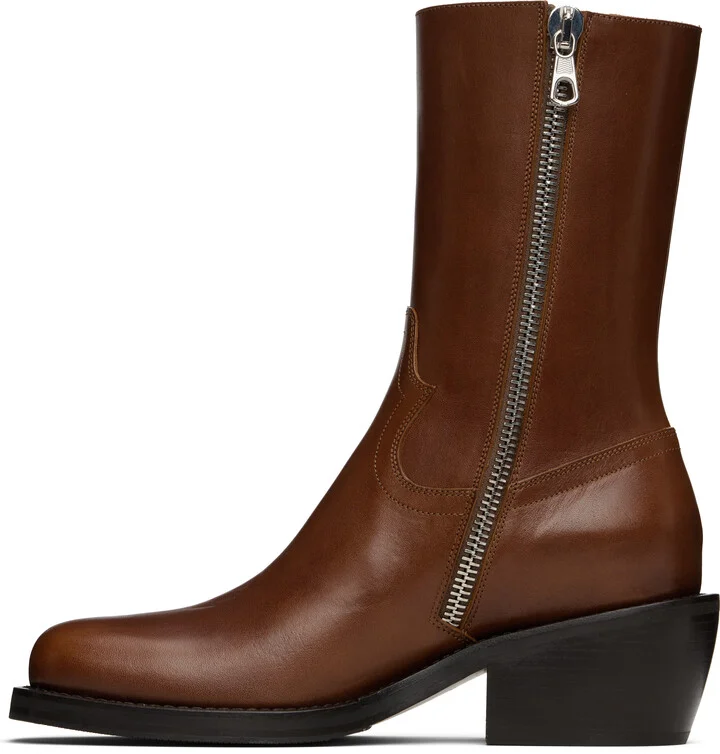 Dries Van Noten Tan Leather Boots - Image 3