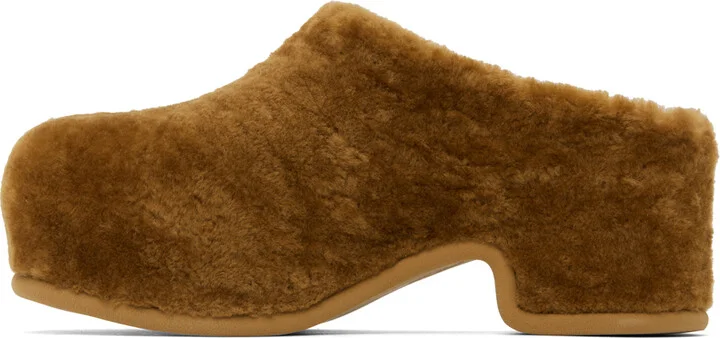Dries Van Noten Tan Shearling Clogs - Image 3