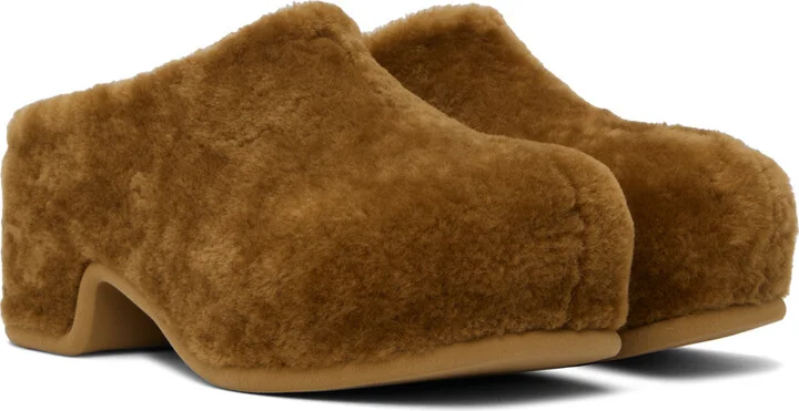 Dries Van Noten Tan Shearling Clogs - Image 4