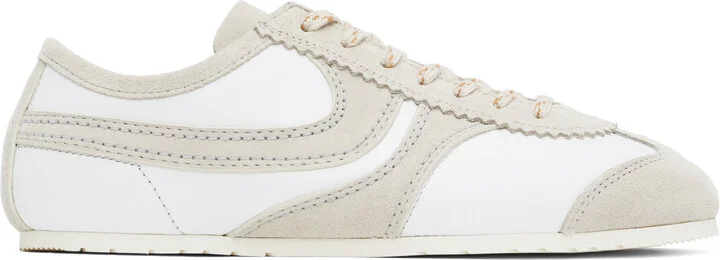 Dries Van Noten Taupe & White Suede Sneakers
