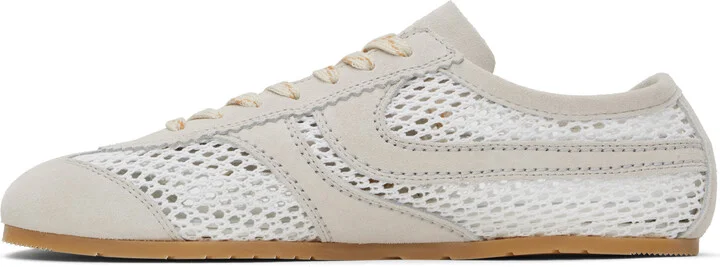 Dries Van Noten White & Beige Suede Sneakers - Image 3