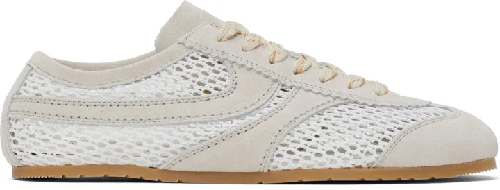 Dries Van Noten White & Beige Suede Sneakers