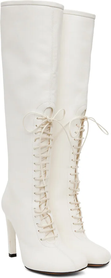 Dries Van Noten White Lace-Up Boots - Image 4