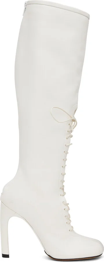 Dries Van Noten White Lace-Up Boots