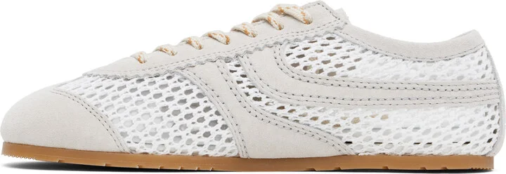 Dries Van Noten White & Taupe Suede Sneakers - Image 3