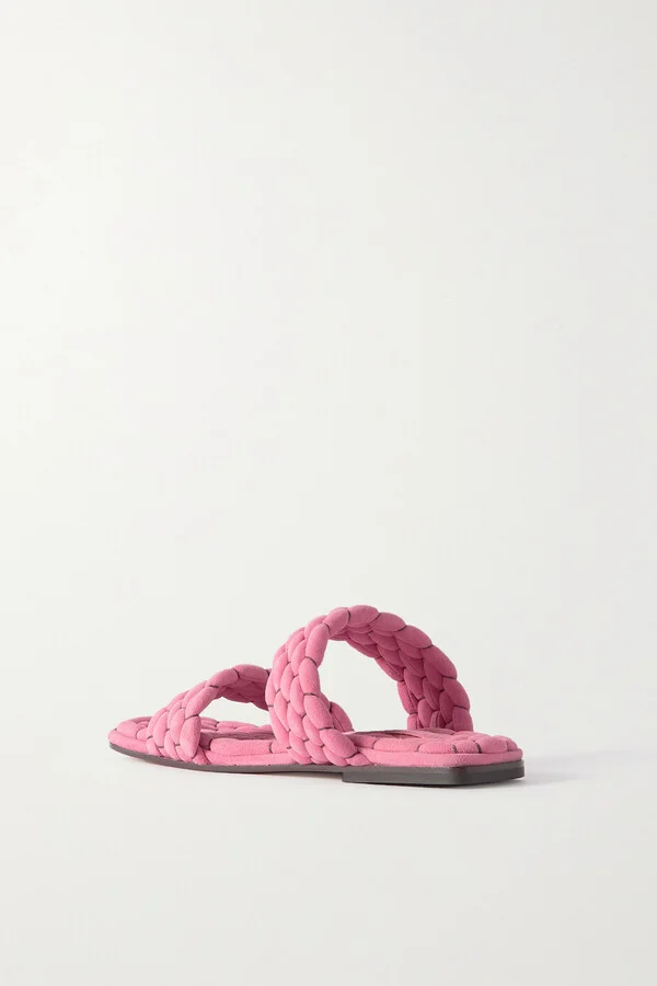 Dries Van Noten - Woven Suede Slides - Pink - Image 3