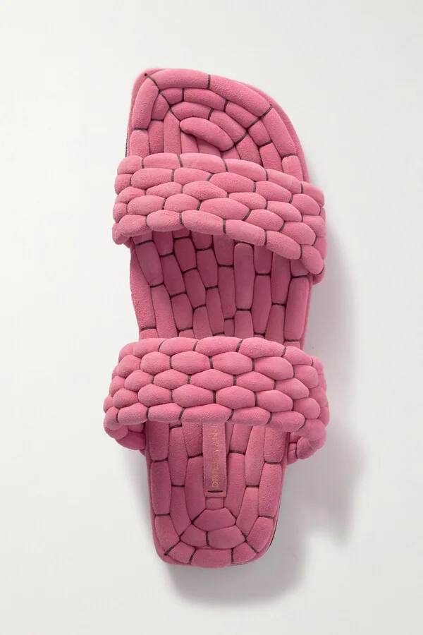 Dries Van Noten - Woven Suede Slides - Pink - Image 5