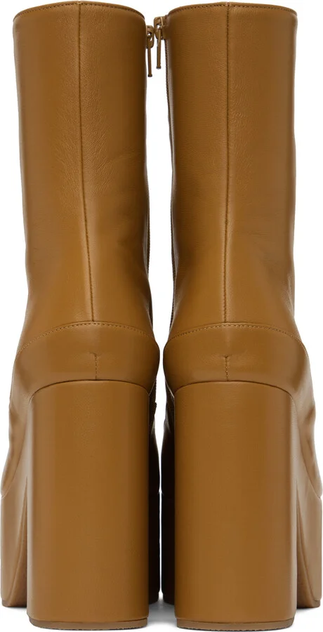Dries Van Noten Yellow Heeled Leather Boots - Image 2