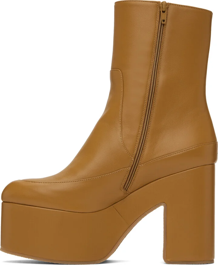 Dries Van Noten Yellow Heeled Leather Boots - Image 3
